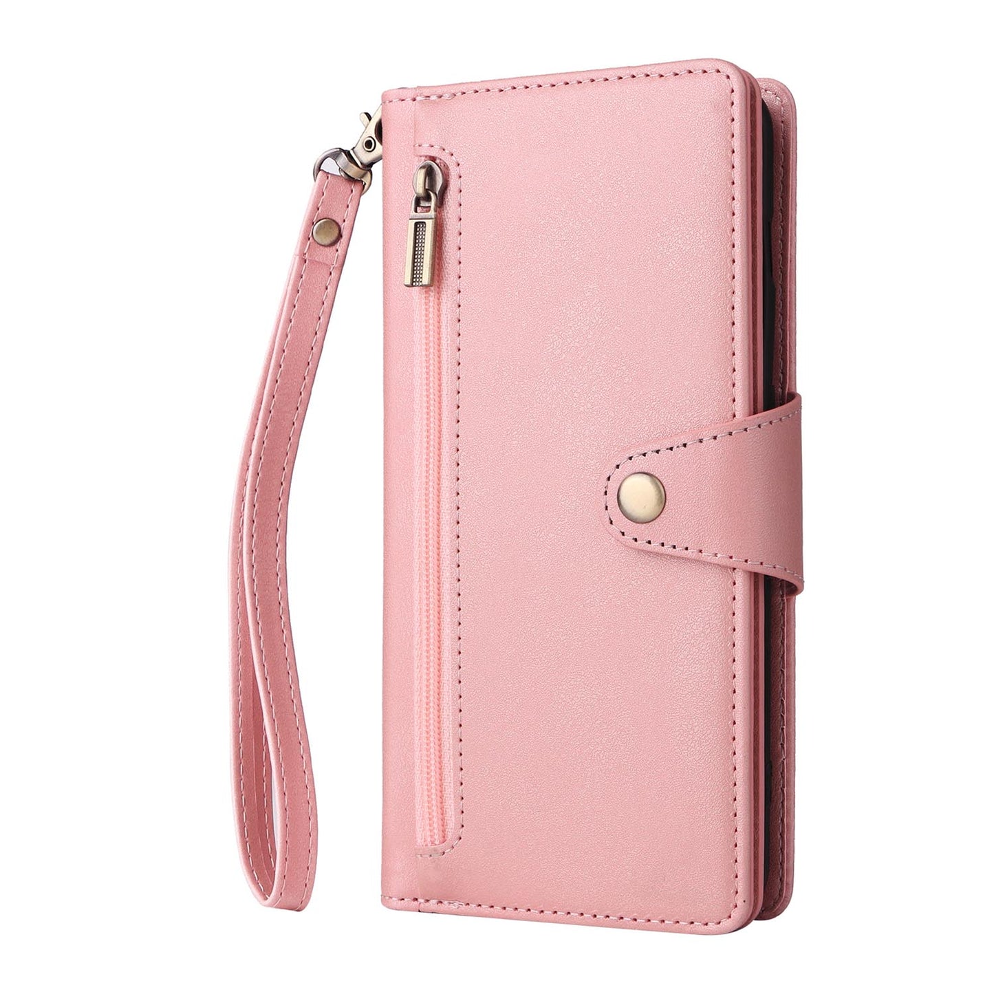 Wallet Case for iPhone 16e 15 Pro Max, PU Leather Flip Shockproof Cover with Strap Zipper Credit Card Slots - Mdkllb Series
