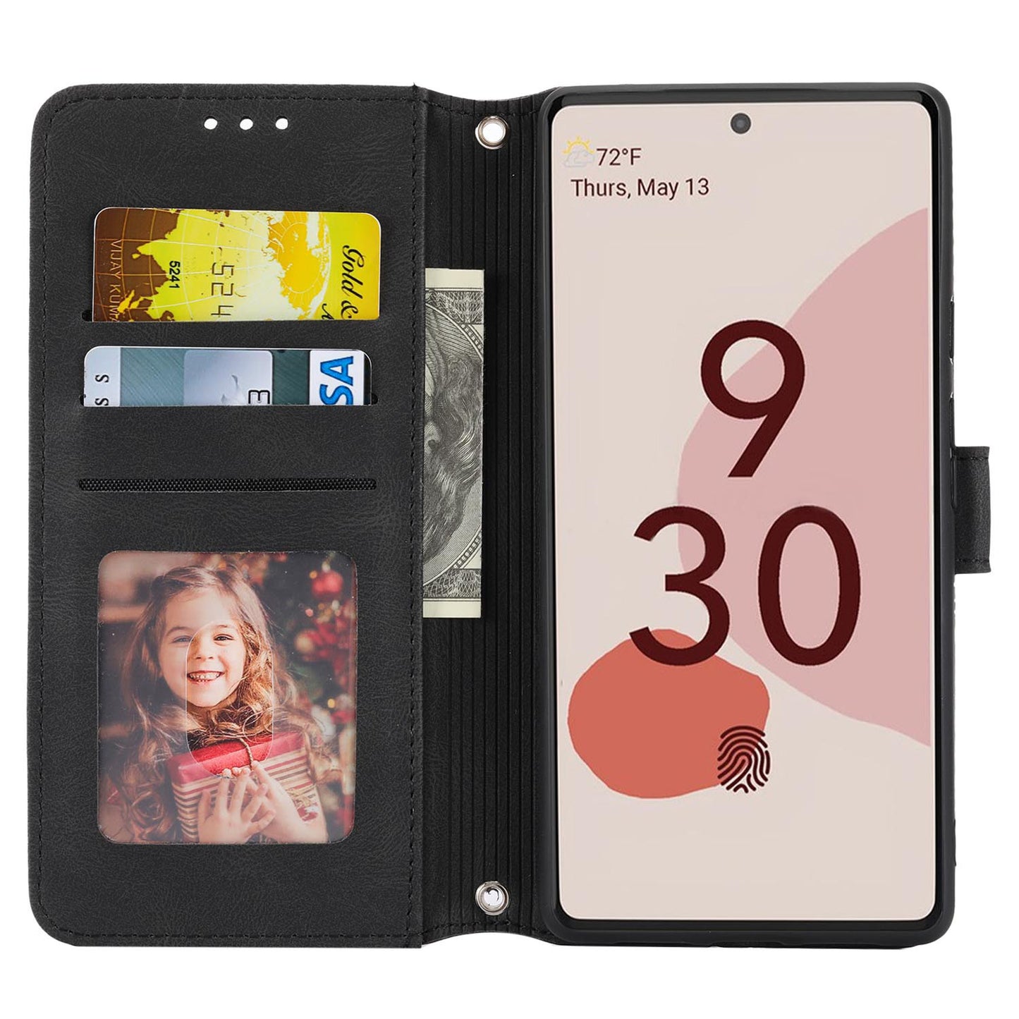 Wallet Case with Hand Strap for Google Pixel 9A 8 Pro, PU Leather Flip Cover with Kickstand Card Slots - Mhyhgspt Series