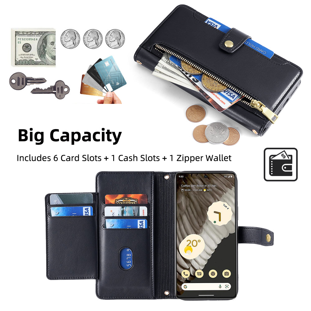 Compatible with Galaxy S25 Edge S24 FE Wallet Case for Women Crossbody Phone Cover Zipper with Wrist Strap - Mywdgnpt Series