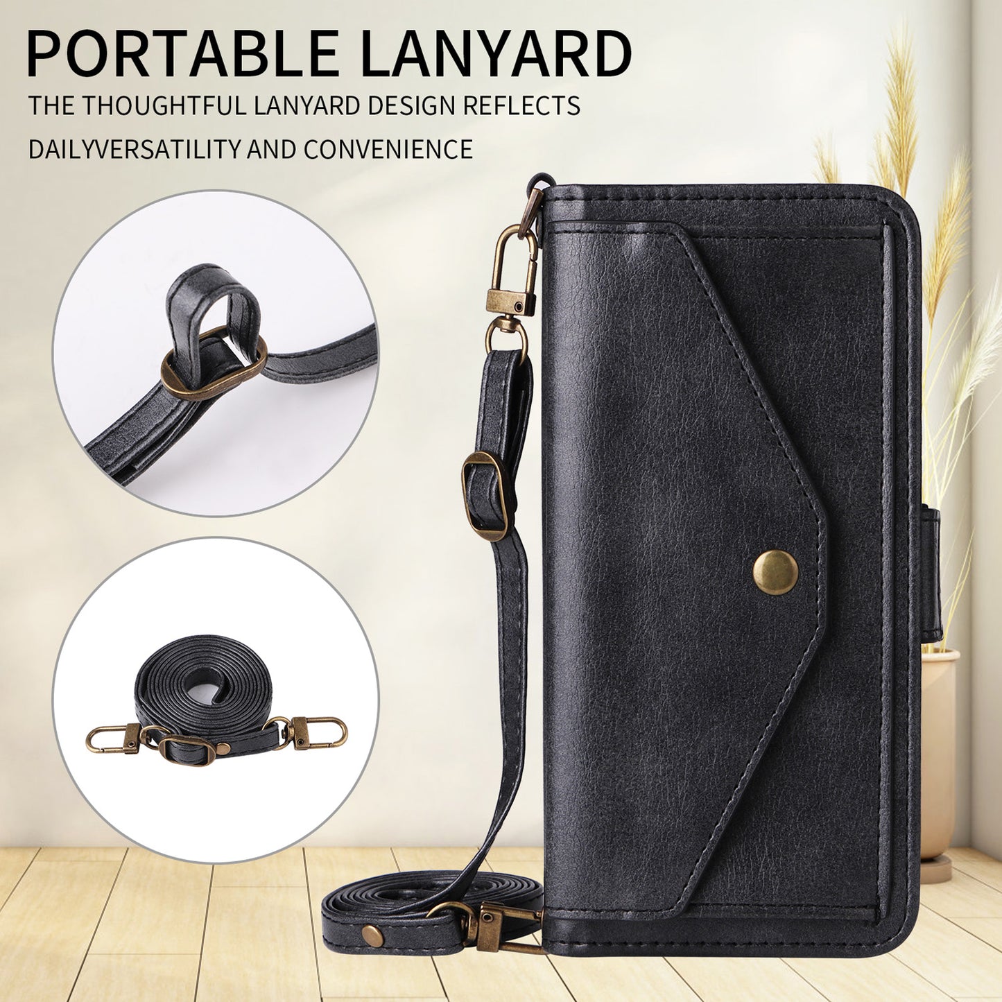 Wallet Case for iPhone 16e 15 Pro Max, PU Leather Flip Cover with Card Slots, Kickstand, Lanyard - Npdkcxkgspt Series