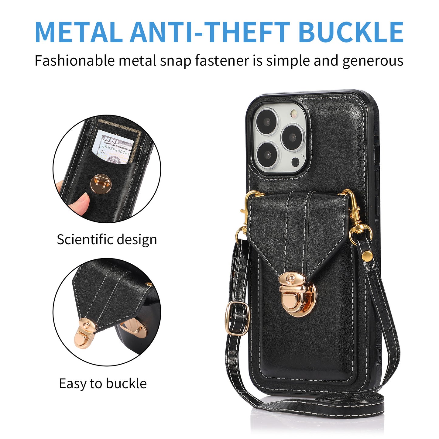 For iPhone 16e 15 Pro Max Crossbody Wallet Case with Card Holder Shoulder Cover - Sskxkkb Series