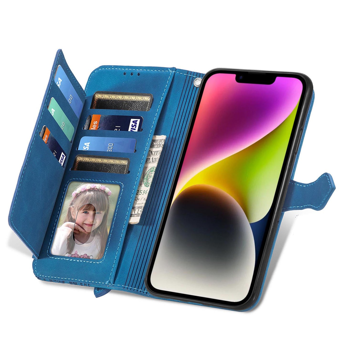 For Galaxy A56 A55 5G Crossbody Wallet Case with 6 Card Holder Slots, PU Leather Zipper Pocket Protective Cover - Szypt Series