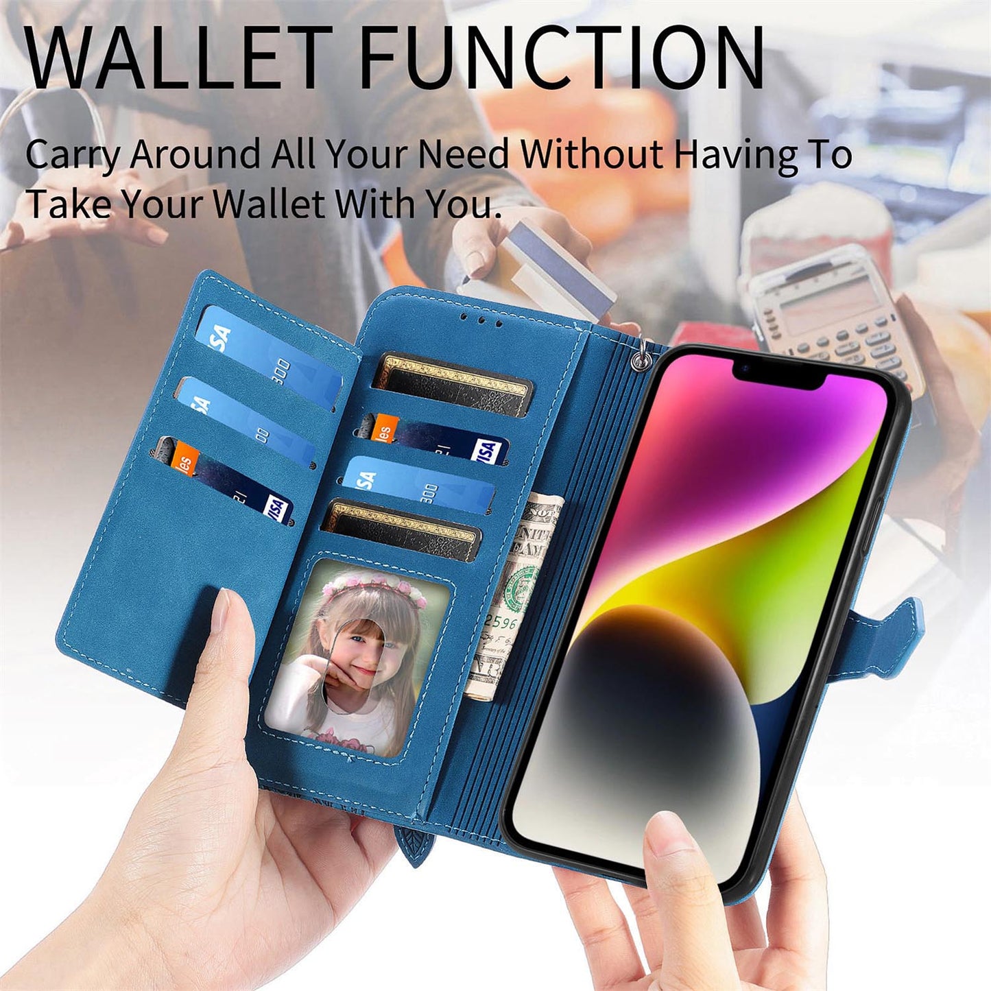 For Galaxy A56 A55 5G Crossbody Wallet Case with 6 Card Holder Slots, PU Leather Zipper Pocket Protective Cover - Szypt Series