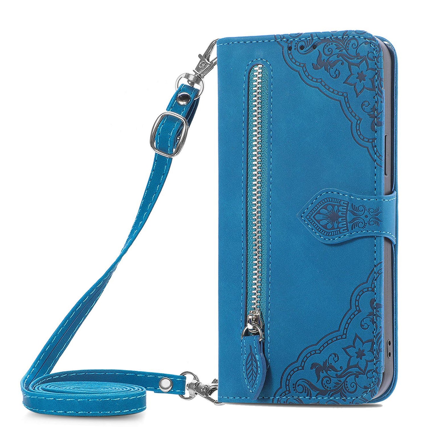 For Galaxy A56 A55 5G Crossbody Wallet Case with 6 Card Holder Slots, PU Leather Zipper Pocket Protective Cover - Szypt Series