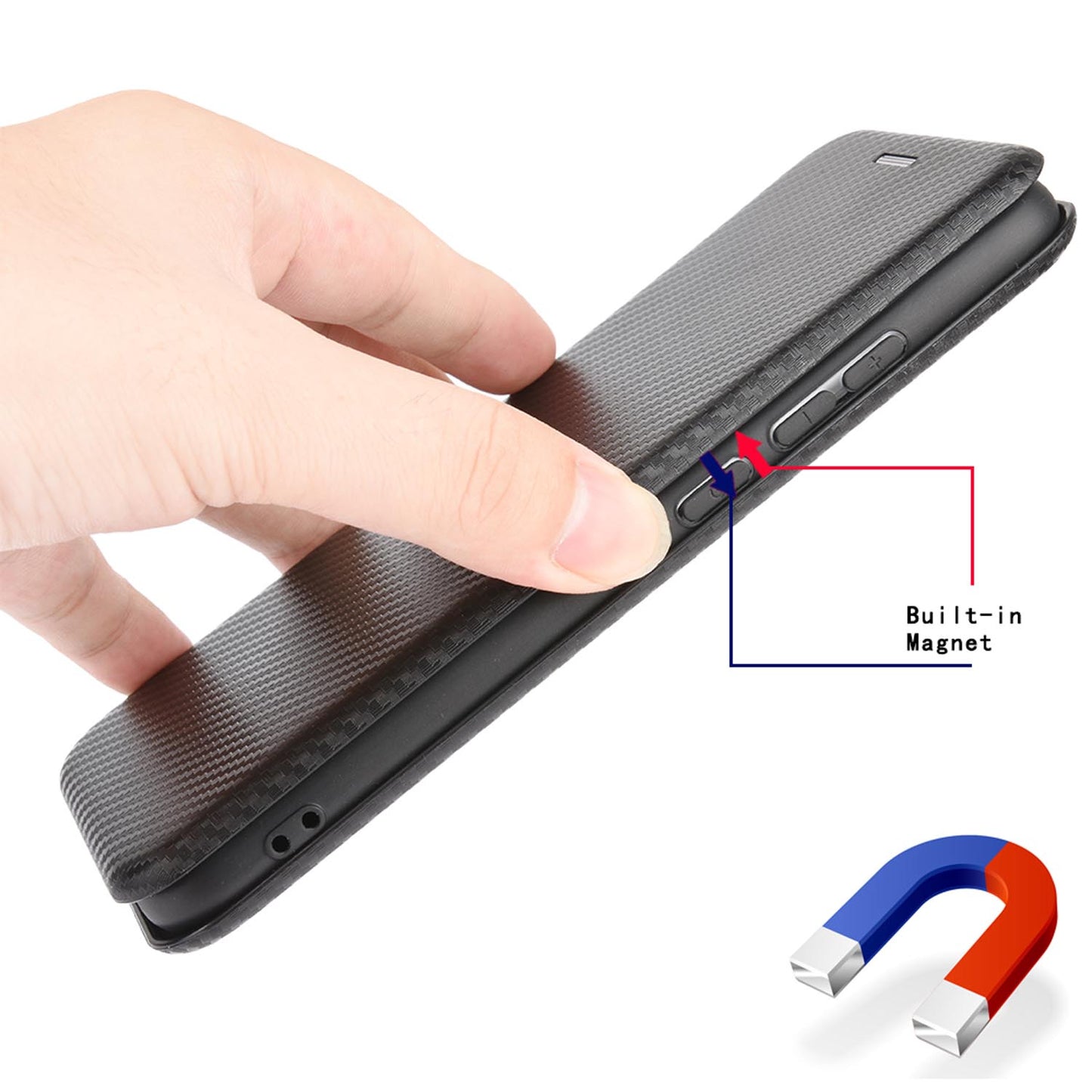For Google Pixel 10 9 Pro XL Case with Card Holder, Magnetic Carbon Fiber Leather Folio Flip Hard Cover - Txwfgpt Series