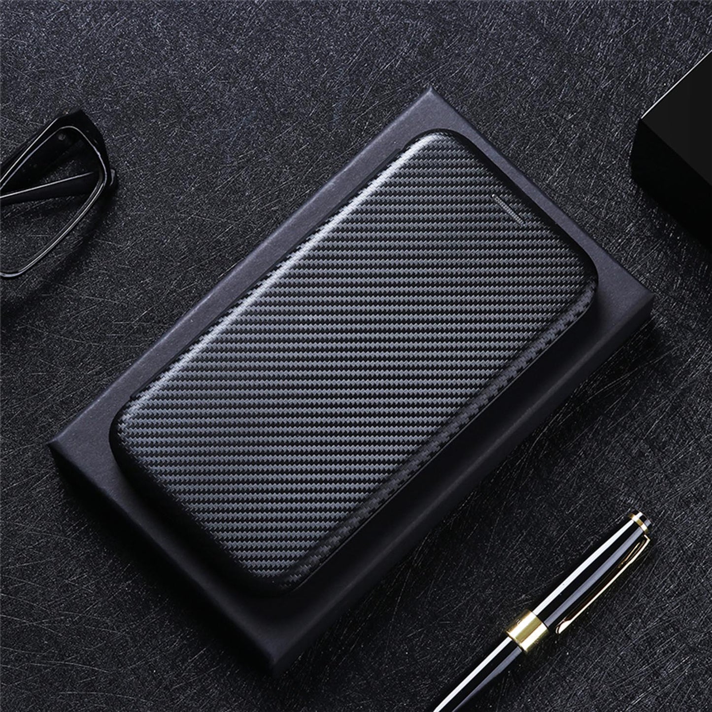 For Google Pixel 10 9 Pro XL Case with Card Holder, Magnetic Carbon Fiber Leather Folio Flip Hard Cover - Txwfgpt Series