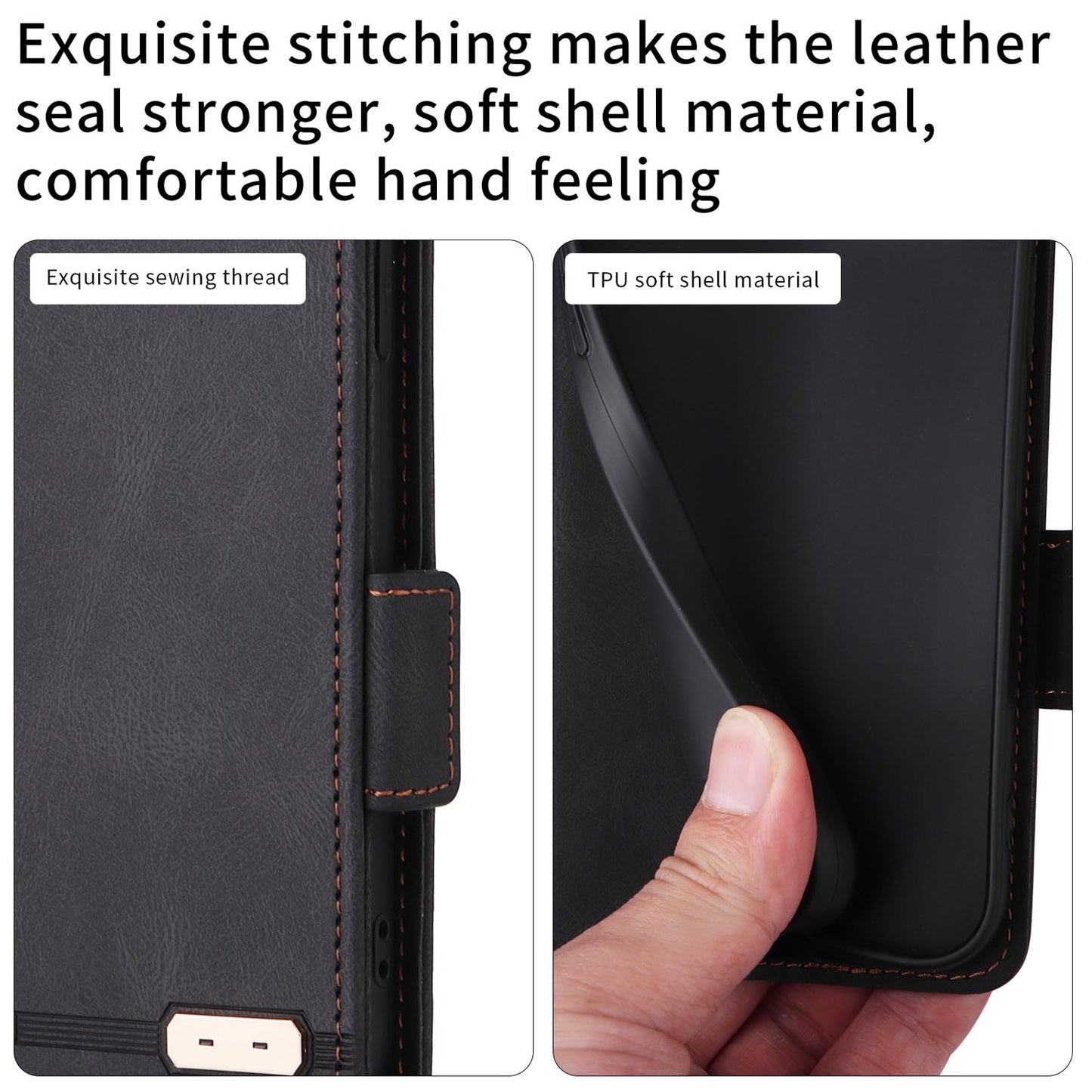 Wallet Case for iPhone 16e 15 Pro Max, Business Magnetic Clasps Leather Cover - Wjckpt Series