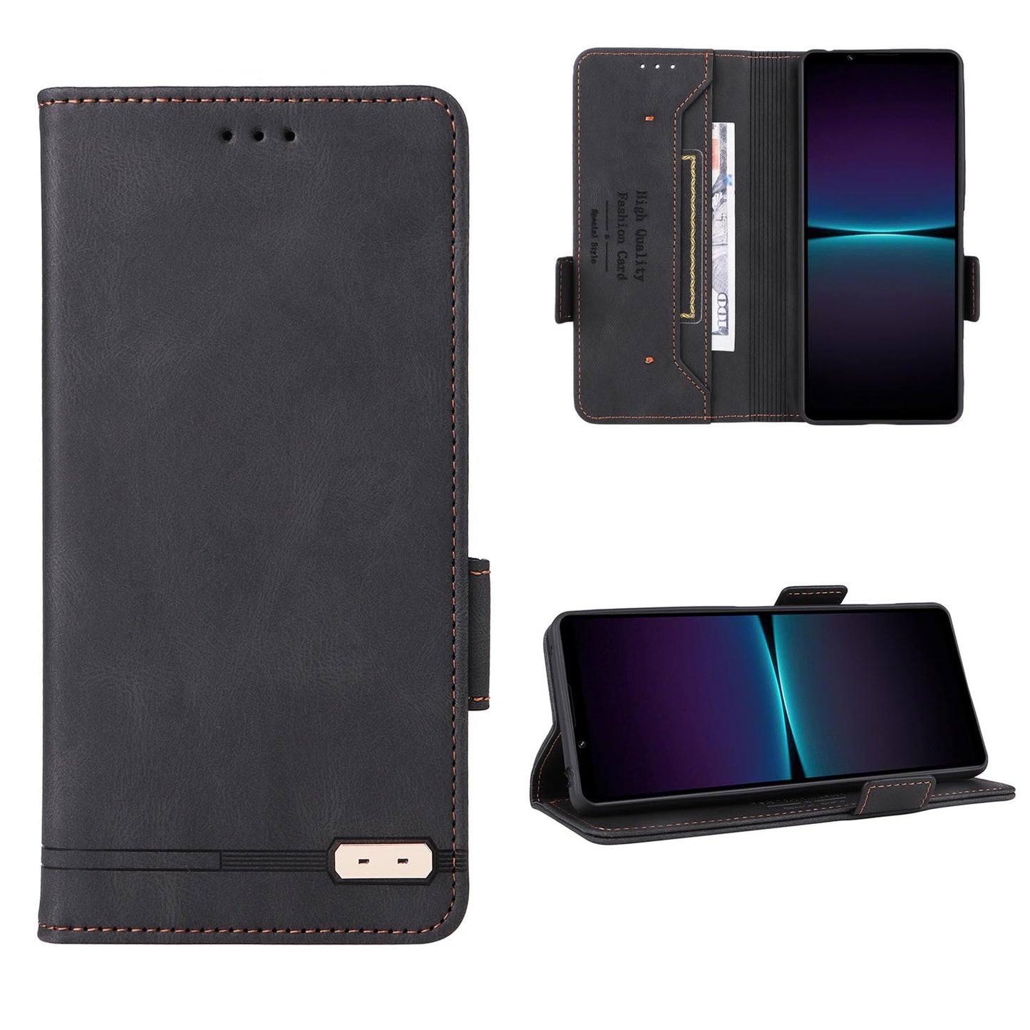 Wallet Case for iPhone 16e 15 Pro Max, Business Magnetic Clasps Leather Cover - Wjckpt Series
