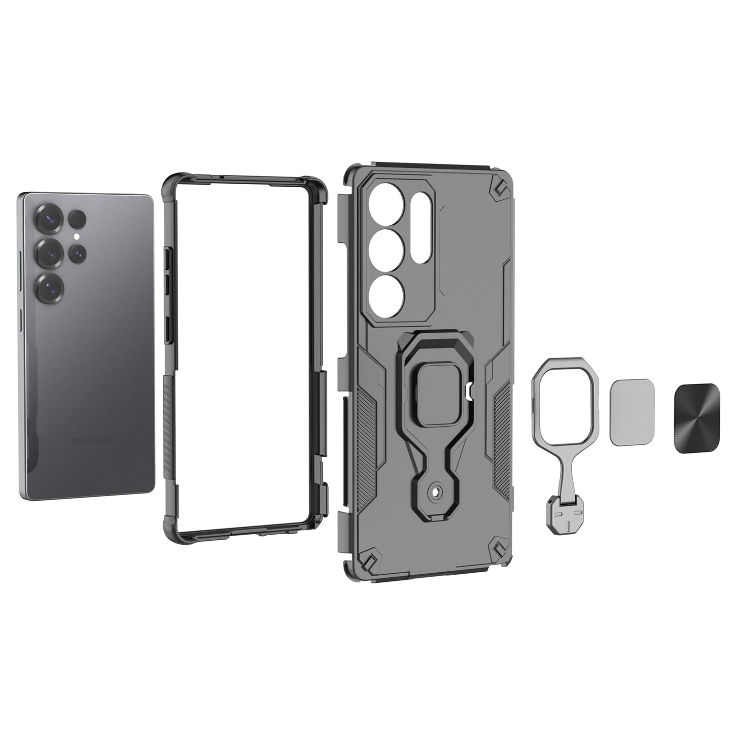 For Galaxy S25 Edge Case with Kickstand, Support Magnetic Car Mount, Heavy Duty Shockproof Phone Cover - Wuk Series