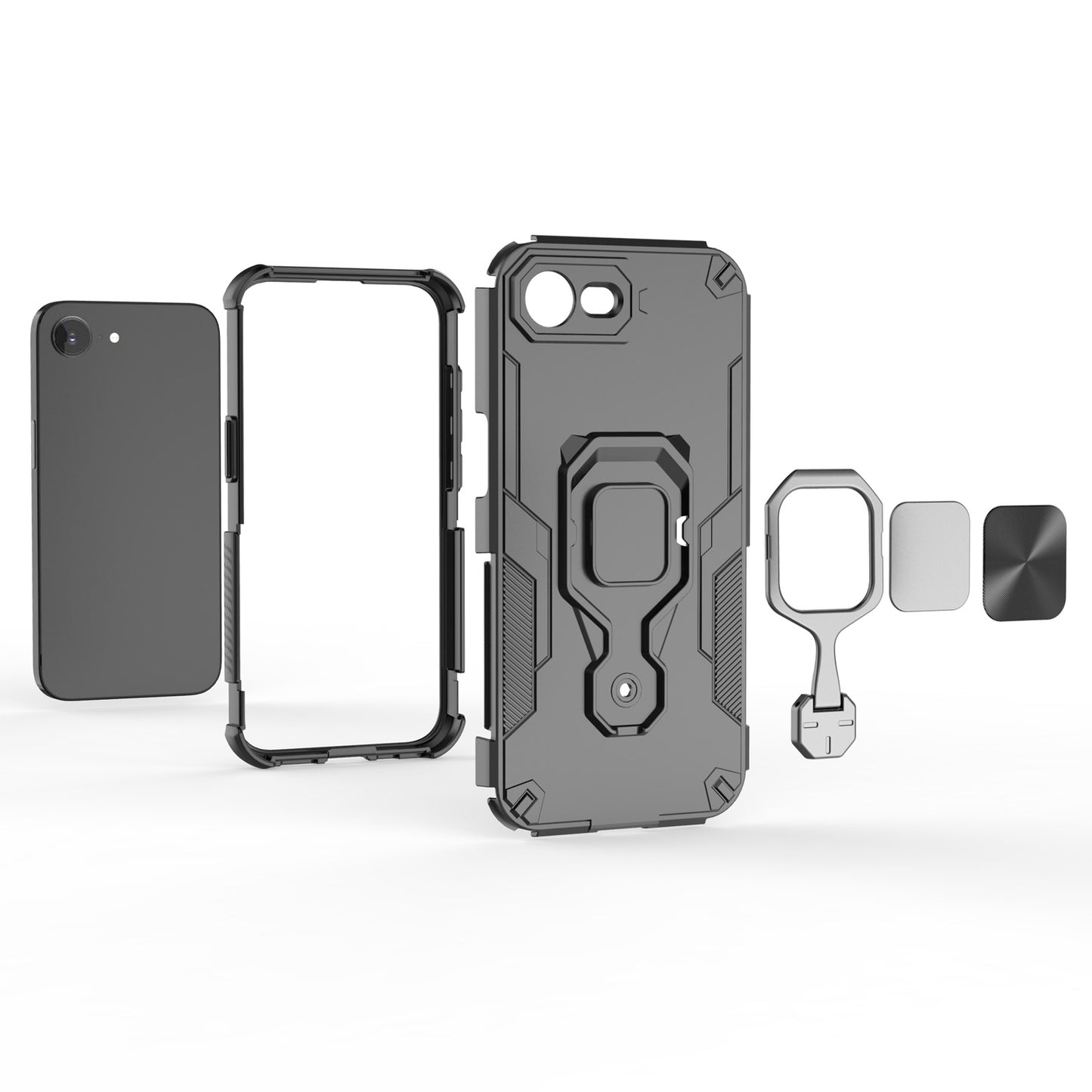For iPhone 16e 15 Pro Max Case with Kickstand, Support Magnetic Car Mount, Heavy Duty Shockproof Phone Cover - Wuk Series