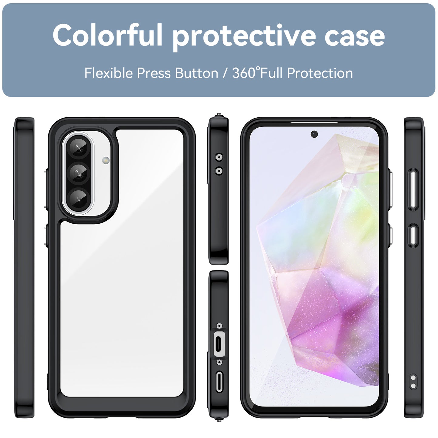 Compatible with Galaxy A56 A55 5G Clear Case, Hard Back Soft Bumper Protective Cover - Xc Series