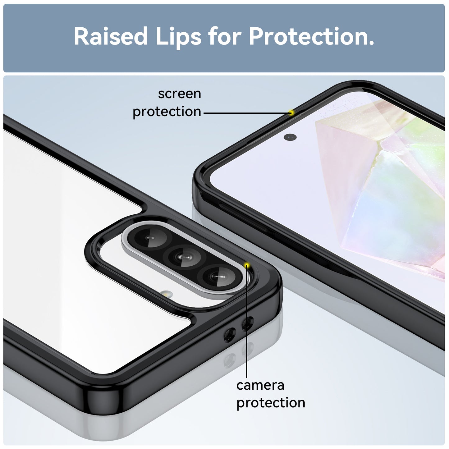 Compatible with Galaxy A56 A55 5G Clear Case, Hard Back Soft Bumper Protective Cover - Xc Series