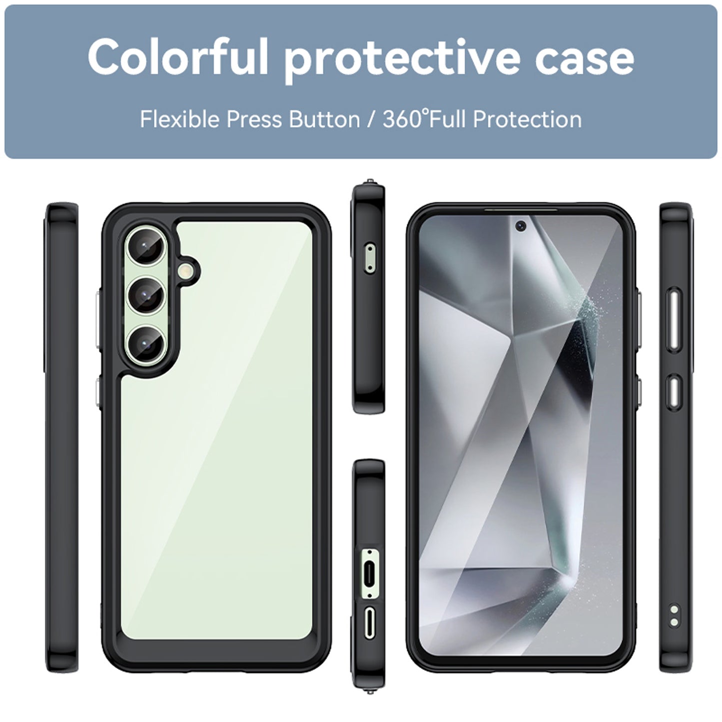 Compatible with Galaxy S25 Edge S24 FE Clear Case, Hard Back Soft Bumper Protective Cover - Xc Series