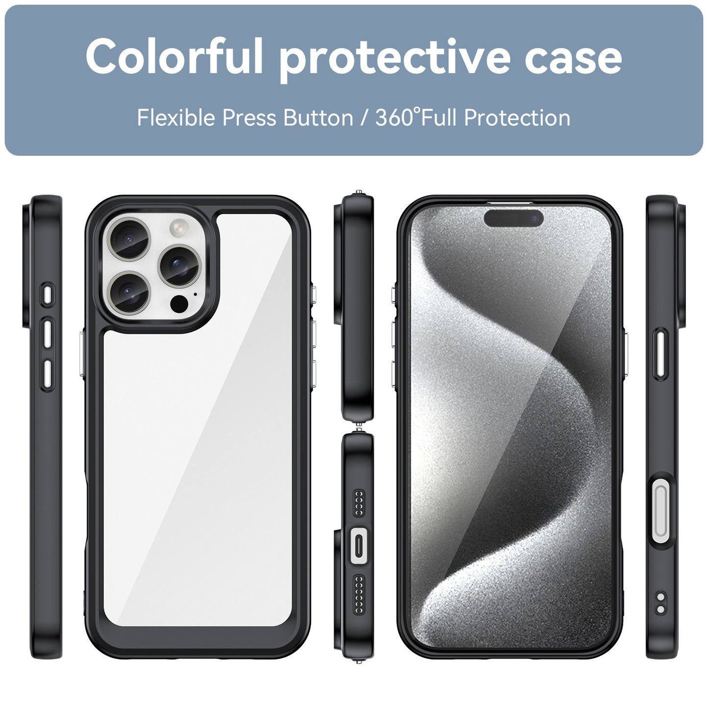 Compatible with iPhone 16e 15 Pro Max Clear Case, Hard Back Soft Bumper Protective Cover - Xc Series