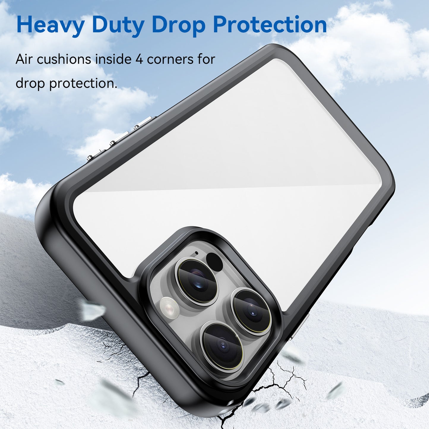 Compatible with iPhone 16e 15 Pro Max Clear Case, Hard Back Soft Bumper Protective Cover - Xc Series