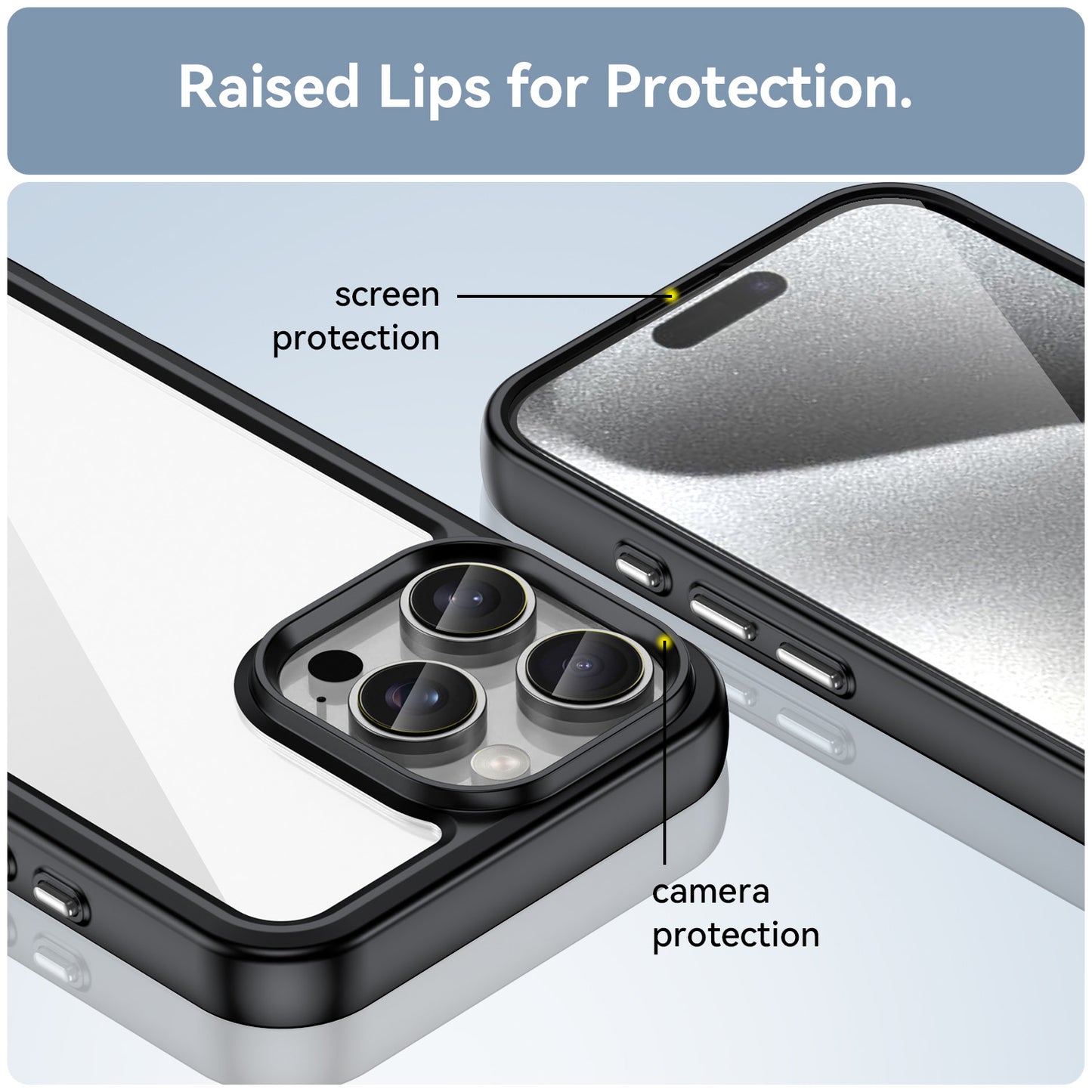 Compatible with iPhone 16e 15 Pro Max Clear Case, Hard Back Soft Bumper Protective Cover - Xc Series