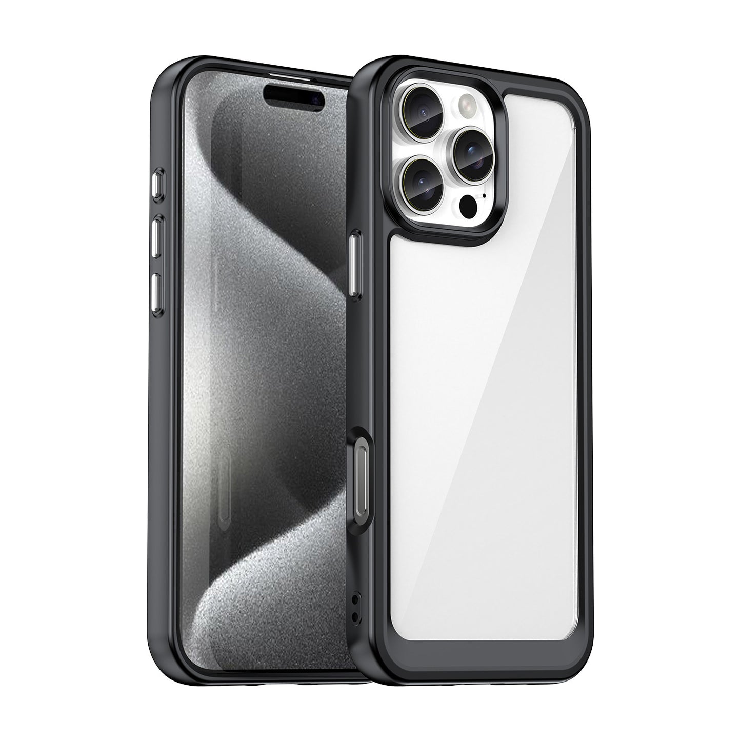 Compatible with iPhone 16e 15 Pro Max Clear Case, Hard Back Soft Bumper Protective Cover - Xc Series