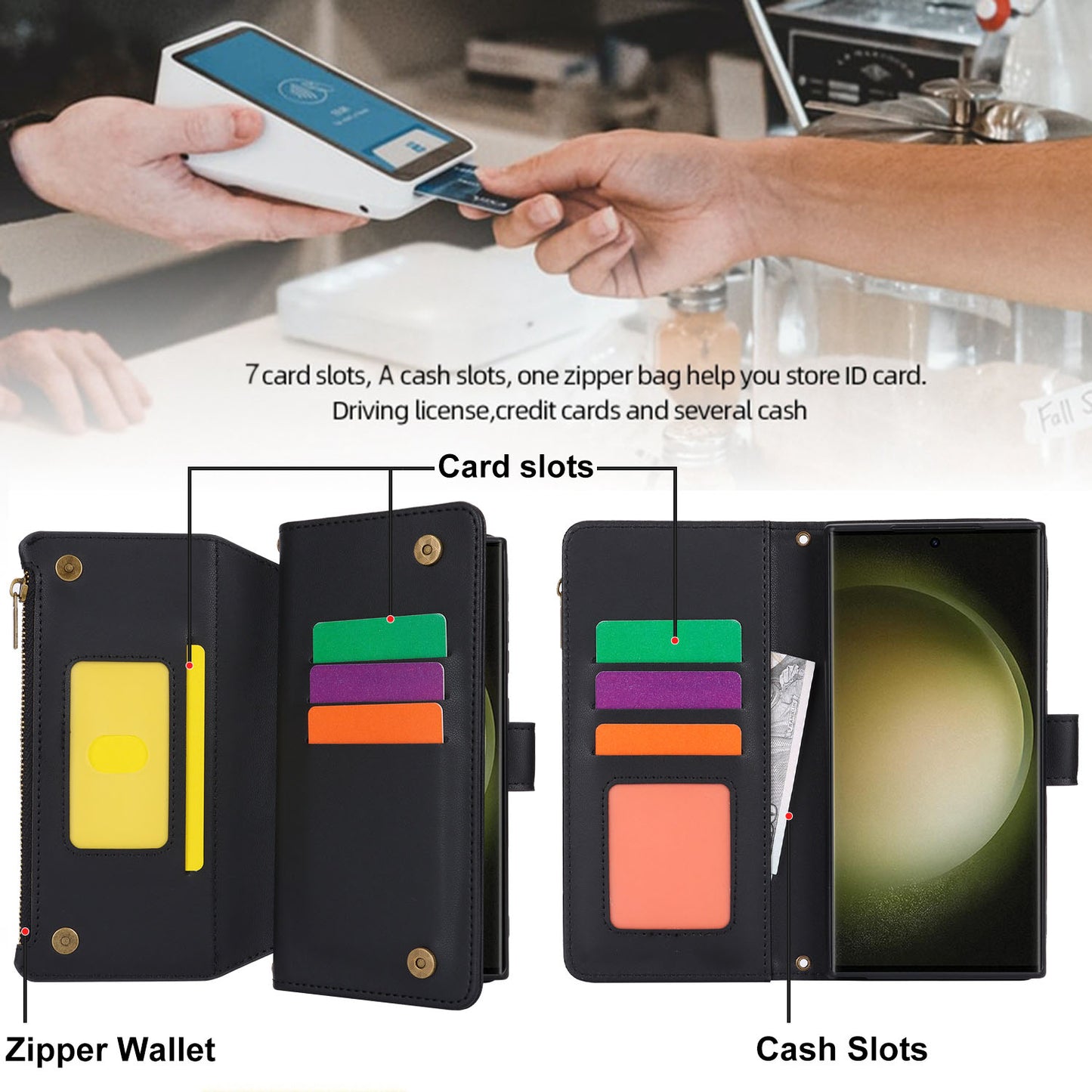 For iPhone 16 15 Pro Max Crossbody Wallet Case with RFID Blocking - Xkdkllqb Series