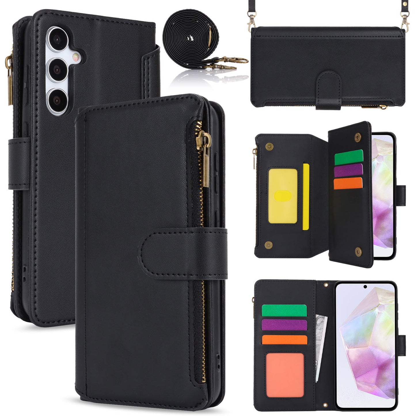 For Galaxy A56 A55 5G Crossbody Wallet Case with RFID Blocking - Xkdkllqb Series