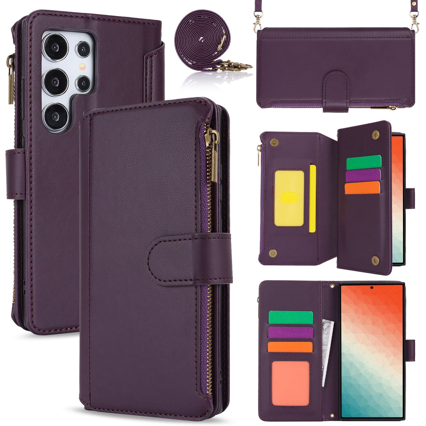 For Galaxy S25 Edge S24 Crossbody Wallet Case with RFID Blocking - Xkdkllqb Series