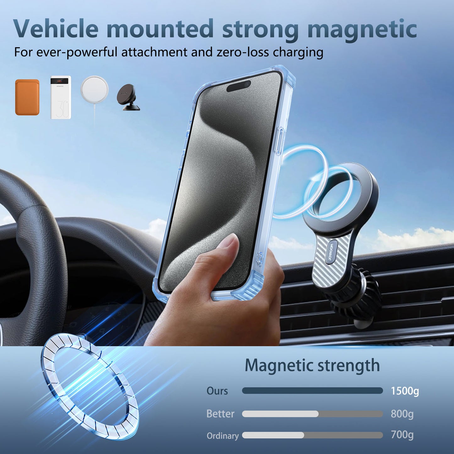 For iPhone 16 15 Pro Max Case, Built in 360° Magnetic Stand, Compatible with Magsafe - Xkjdxz Series