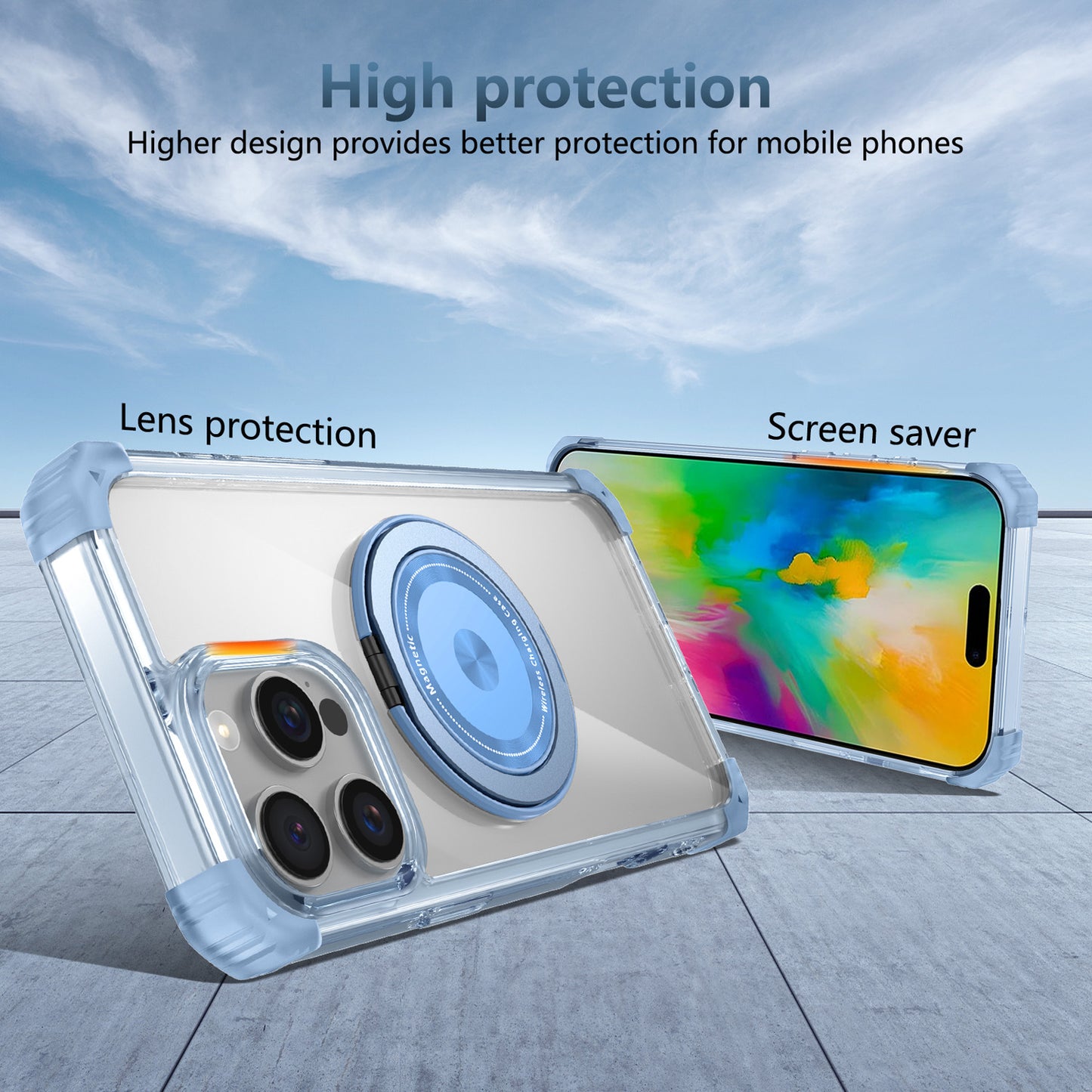 For iPhone 16 15 Pro Max Case, Built in 360° Magnetic Stand, Compatible with Magsafe - Xkjdxz Series