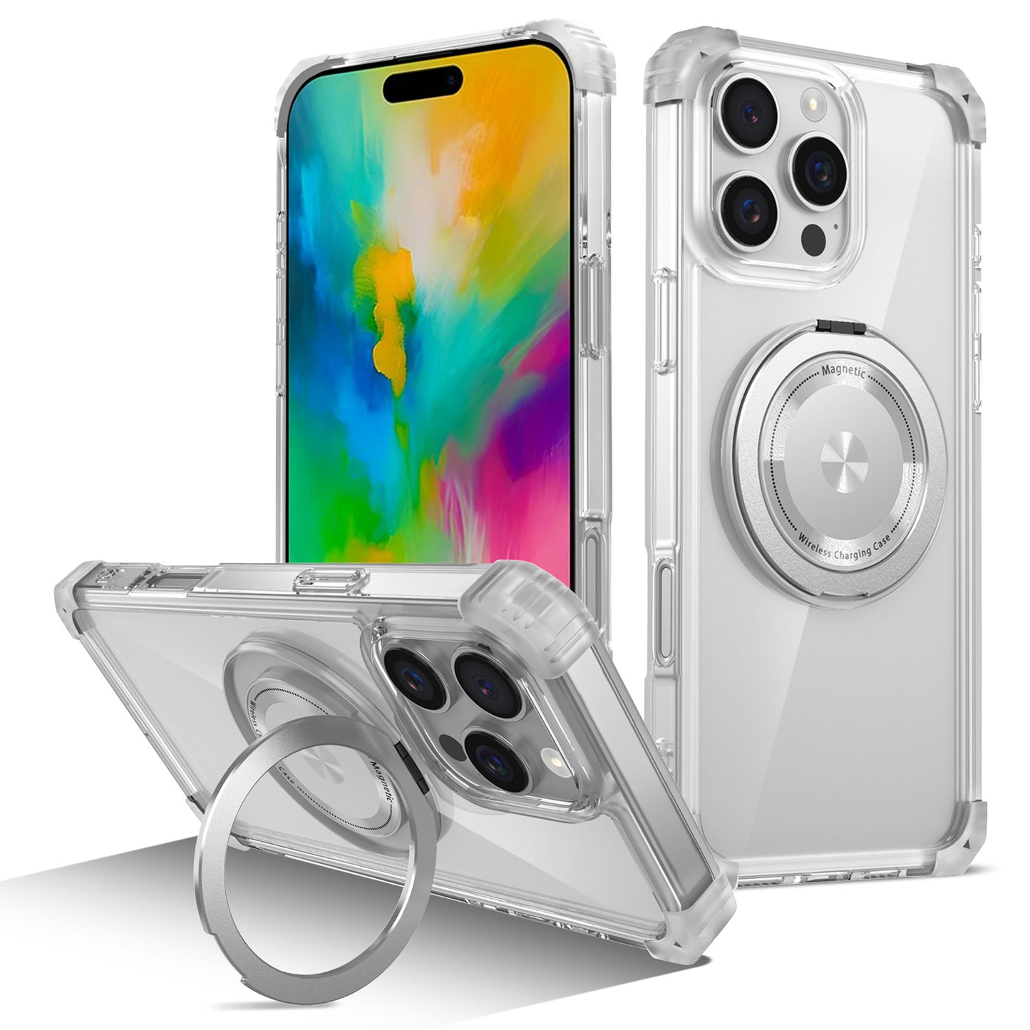 For iPhone 16 15 Pro Max Case, Built in 360° Magnetic Stand, Compatible with Magsafe - Xkjdxz Series