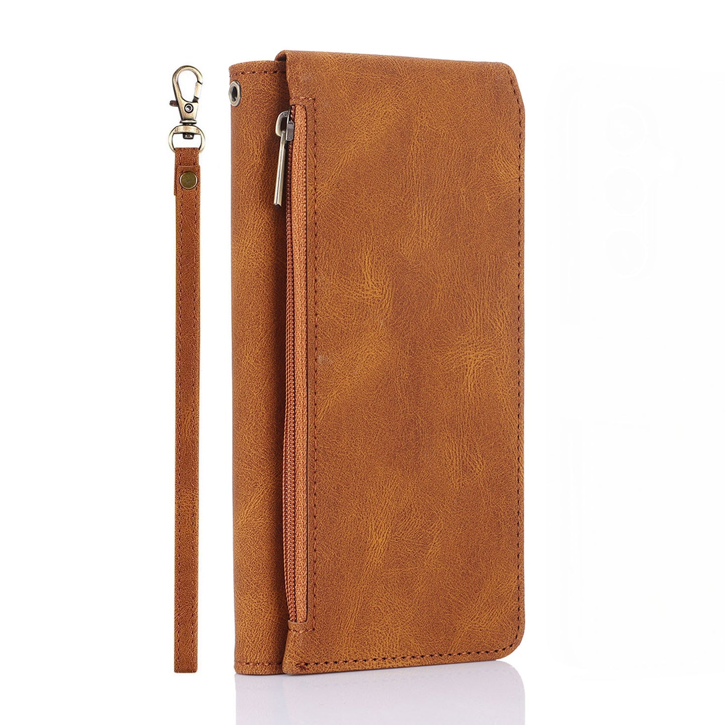 For iPhone 16e 15 Pro Max Zipper Wallet Case Cover with 8 Credit Holder - Xkllpt Series