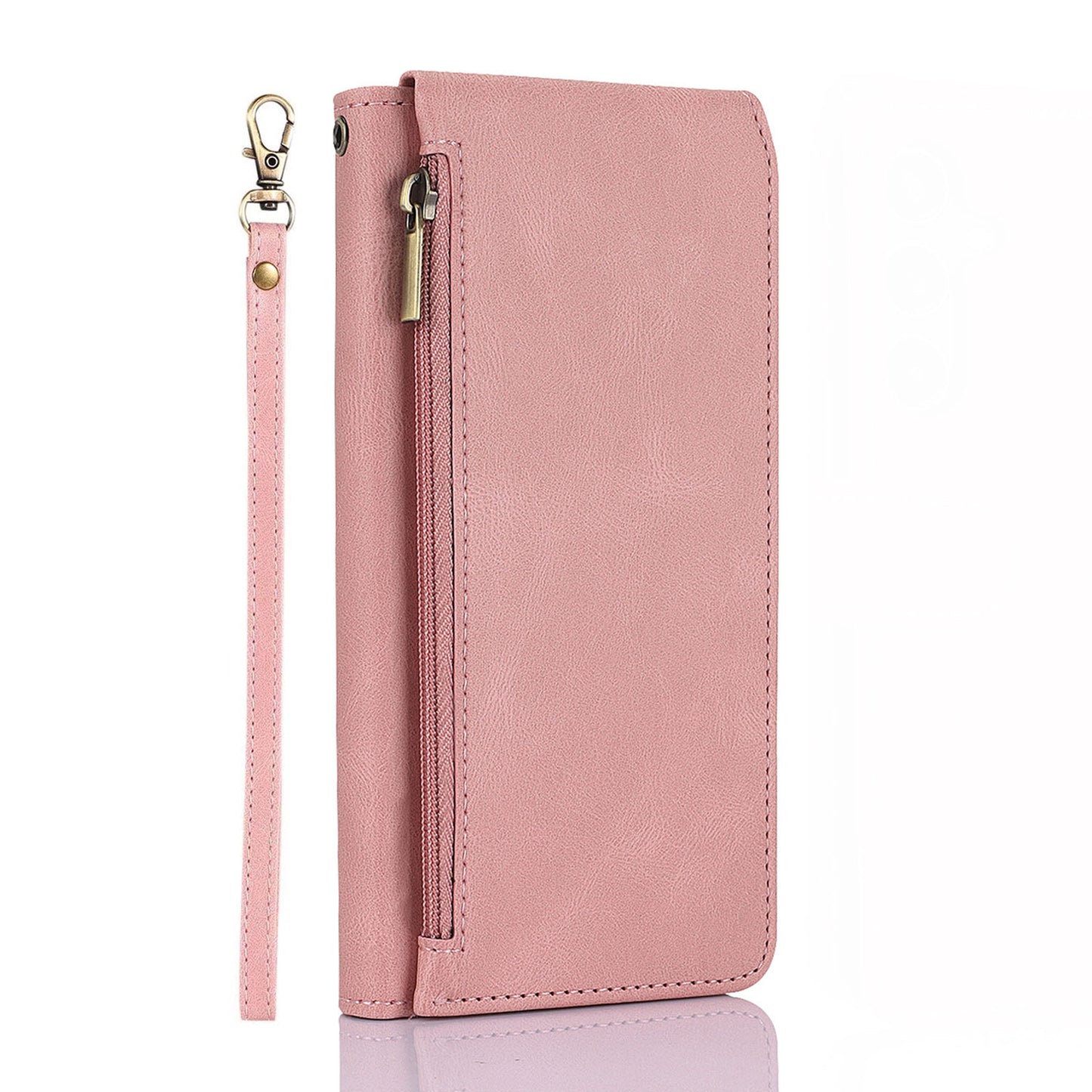 For iPhone 16e 15 Pro Max Zipper Wallet Case Cover with 8 Credit Holder - Xkllpt Series
