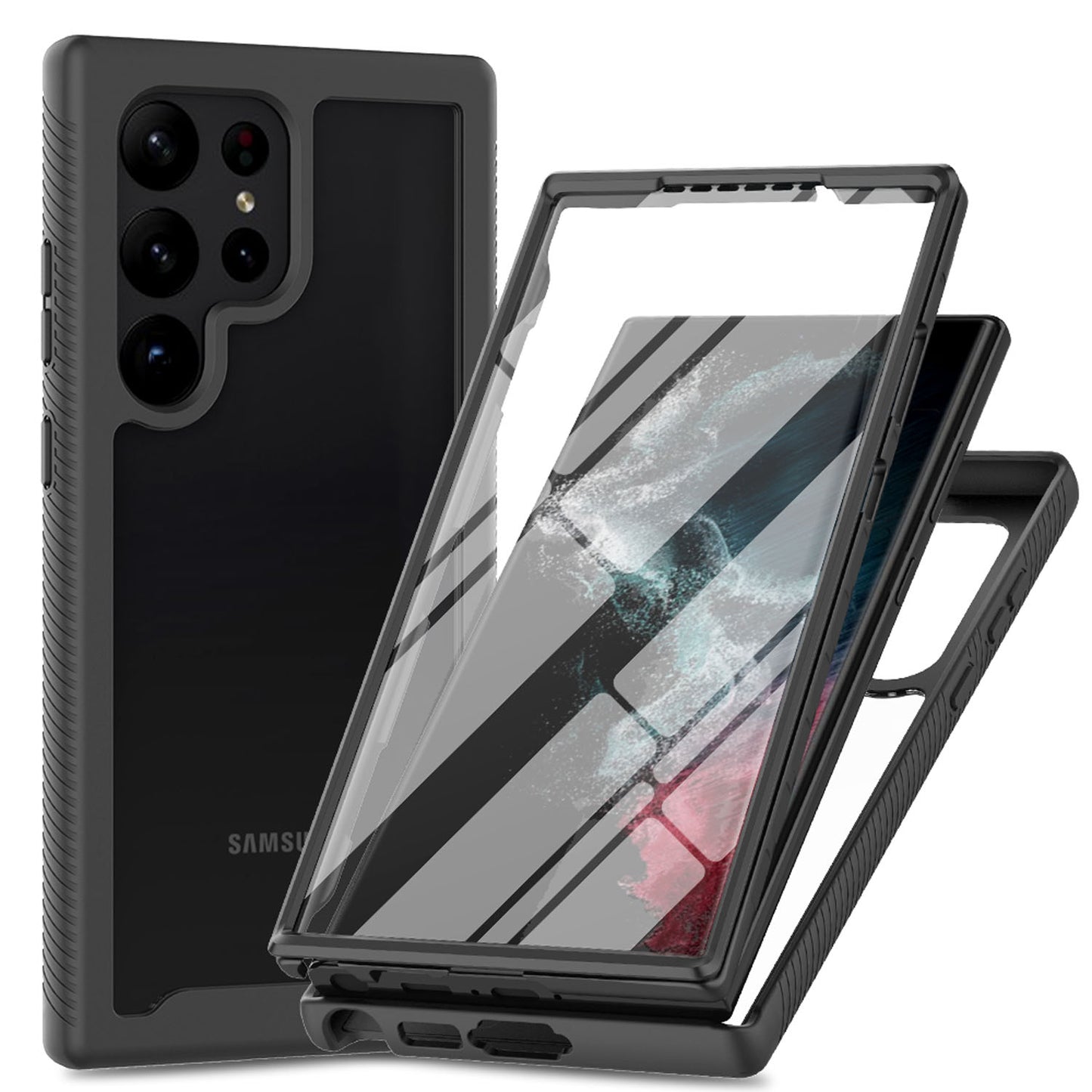For Galaxy S25 S24 Ultra Case with Built-in Screen Protector, Support Wireless Charging, Shockproof Full Body Hard Cover - Xkpet Series
