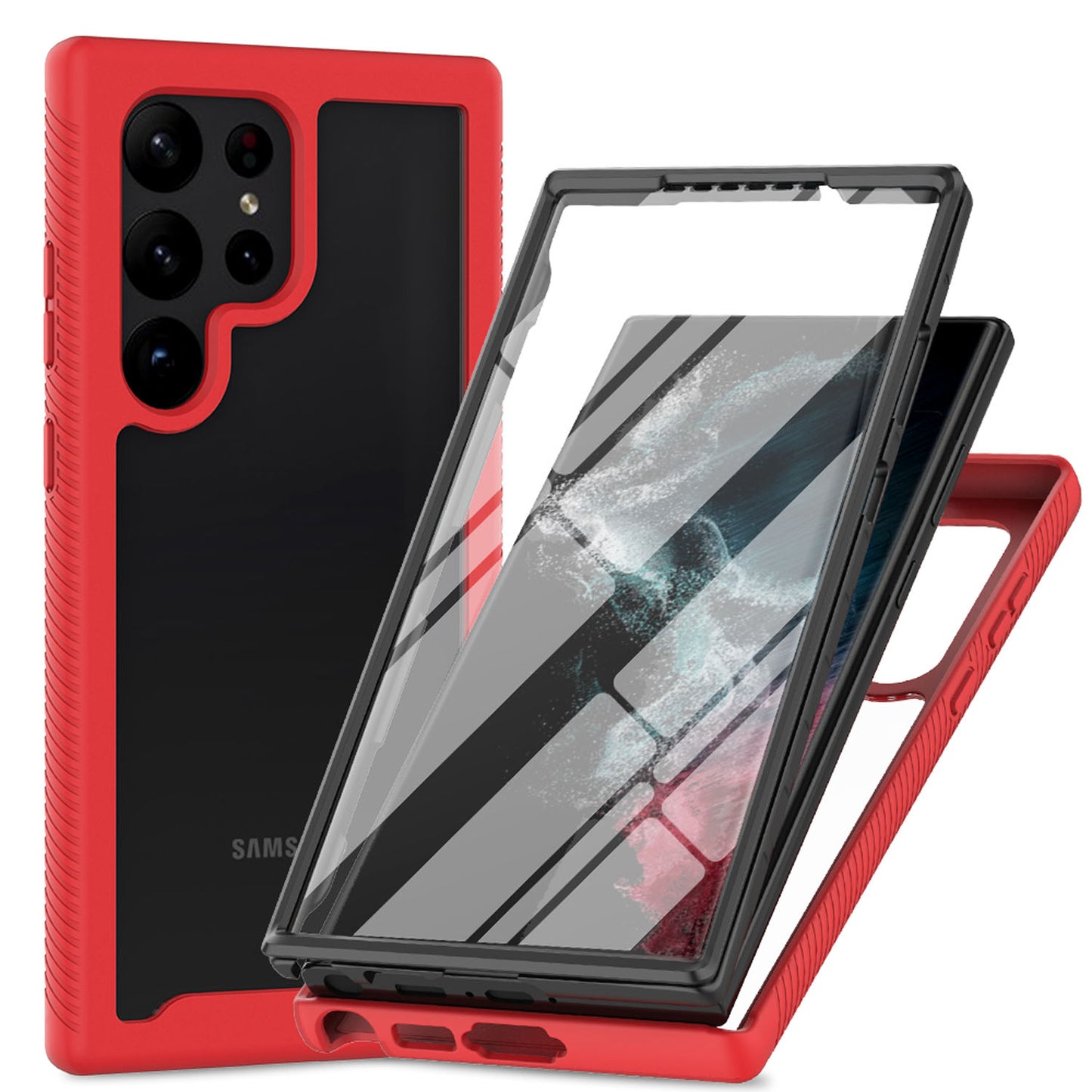 For Galaxy S25 S24 Ultra Case with Built-in Screen Protector, Support Wireless Charging, Shockproof Full Body Hard Cover - Xkpet Series