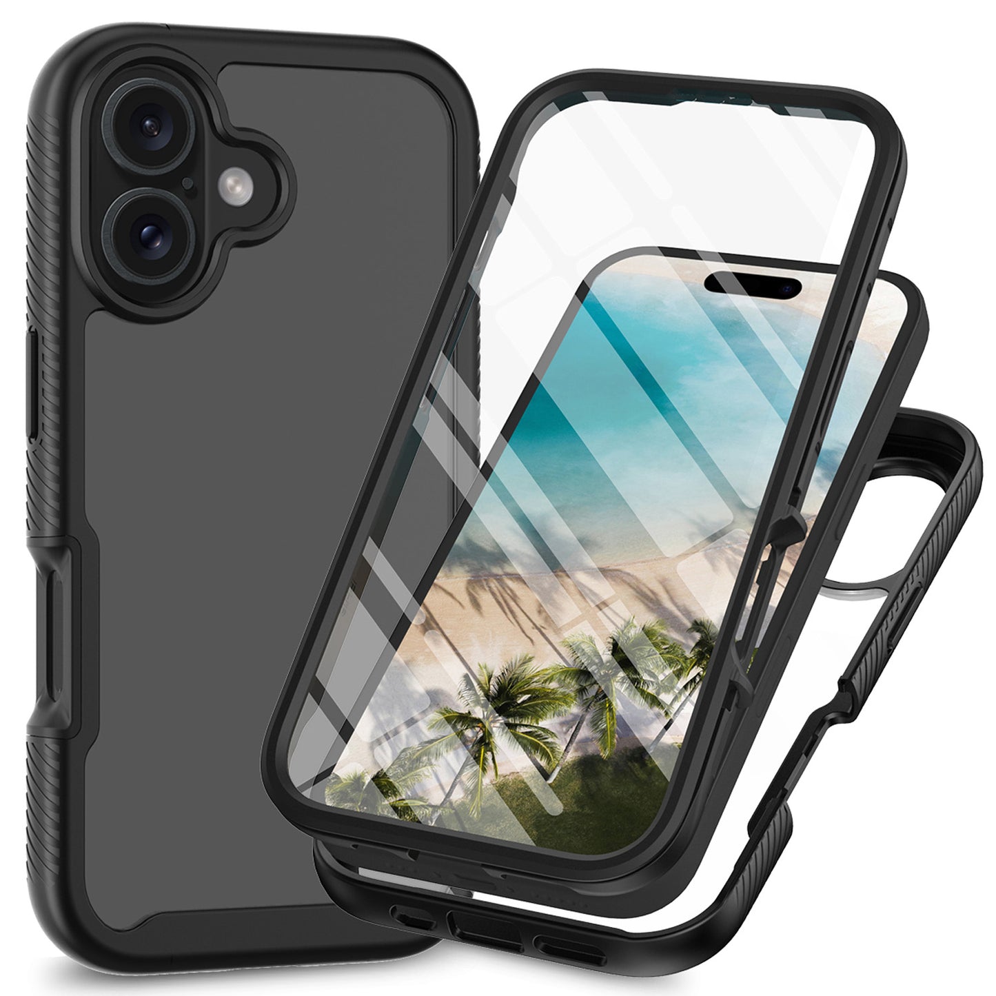 For iPhone 16e 15 Pro Max Case with Built-in Screen Protector, Support Wireless Charging, Shockproof Full Body Hard Cover - Xkpet Series