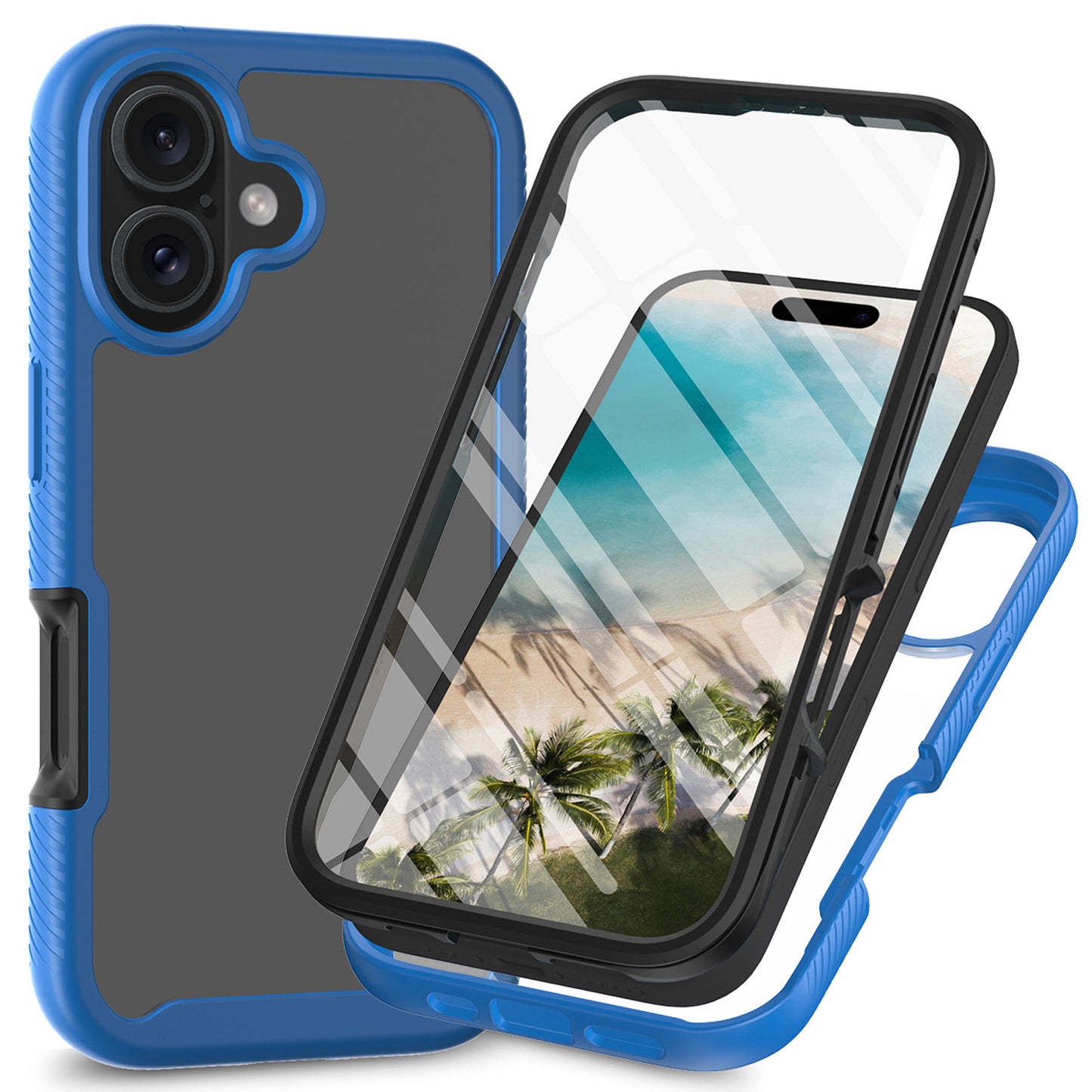 For iPhone 16e 15 Pro Max Case with Built-in Screen Protector, Support Wireless Charging, Shockproof Full Body Hard Cover - Xkpet Series