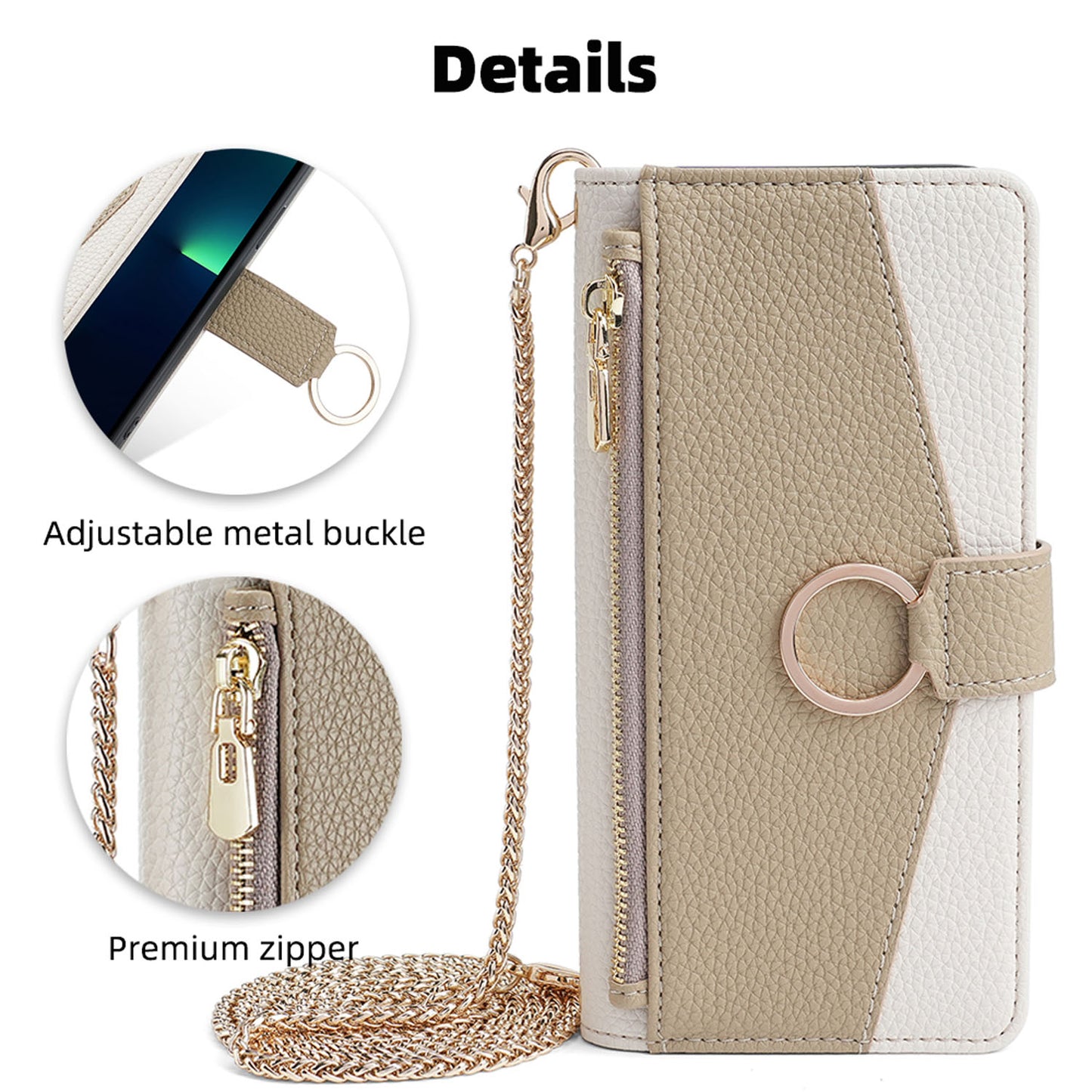 For Google Pixel 10 9 Pro XL Crossbody Wallet Case with Chain Lanyard Strap Mirror Bracket - Xkwjq Series