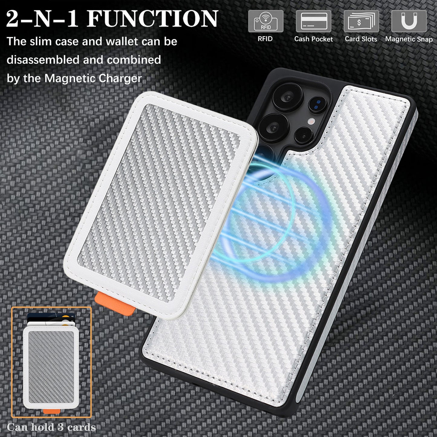 For Galaxy S25 Edge S24 Ultra Case with 2 in 1 Detachable Magnetic Wallet, Compatible with Magsafe - Xllinglba Series