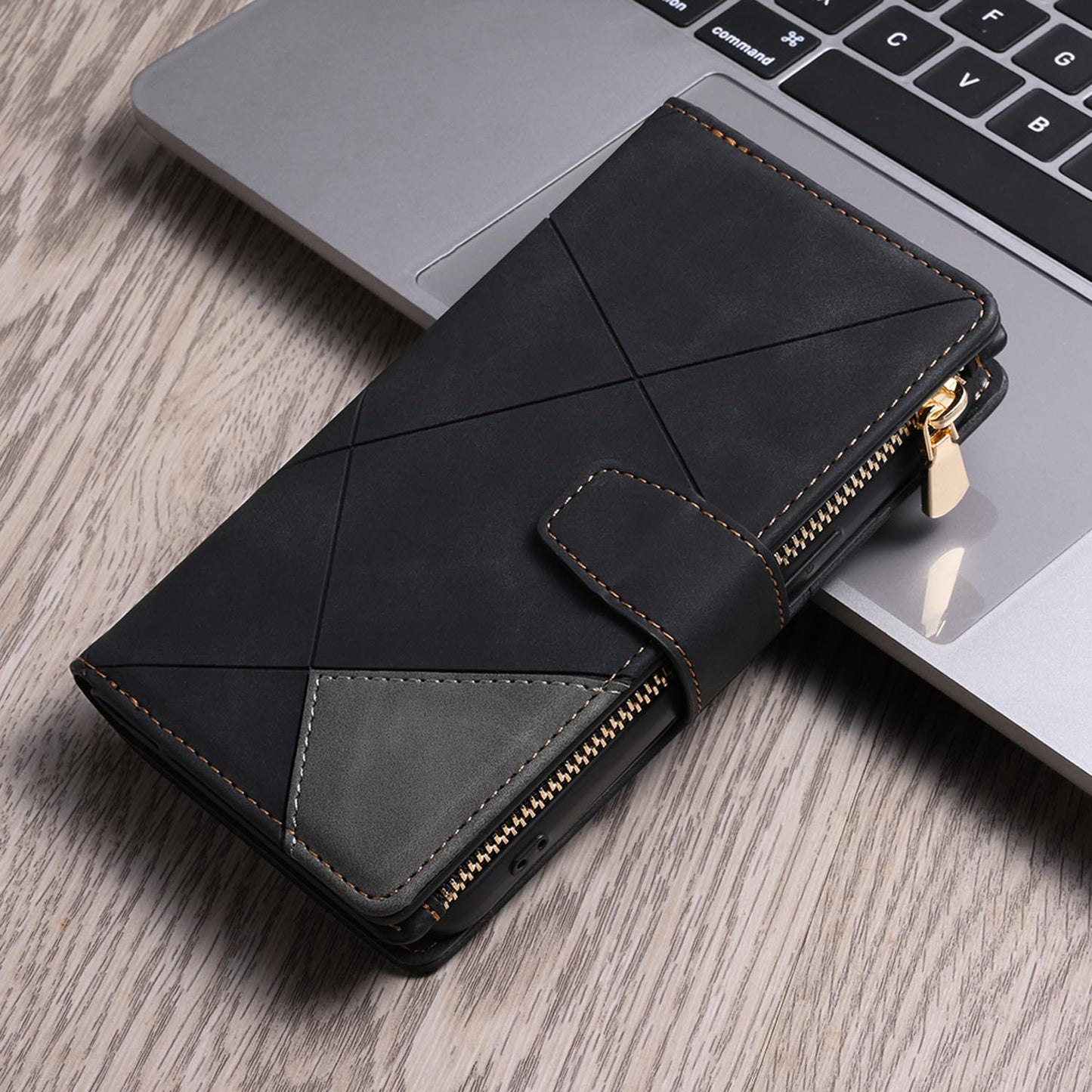 For Galaxy S25 Edge S24 Wallet Case with Card Holder and Magnetic Closure, PU Leather Zipper Flip Folio Cover - Xtpjdk Series