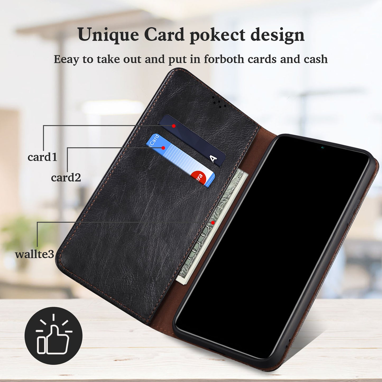 Compatible with Galaxy S25 Edge S24 Wallet Case, PU Leather Flip Folio Cover with Kickstand and Card Slots - Youlwxx Series