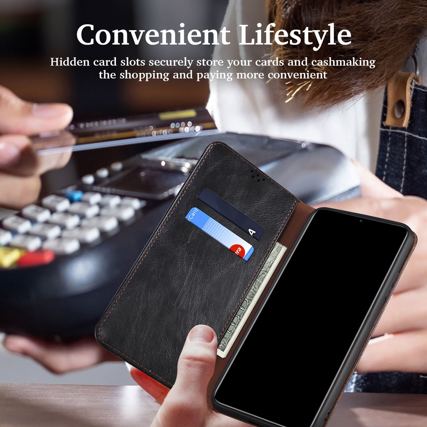 Compatible with Galaxy S25 Edge S24 Wallet Case, PU Leather Flip Folio Cover with Kickstand and Card Slots - Youlwxx Series