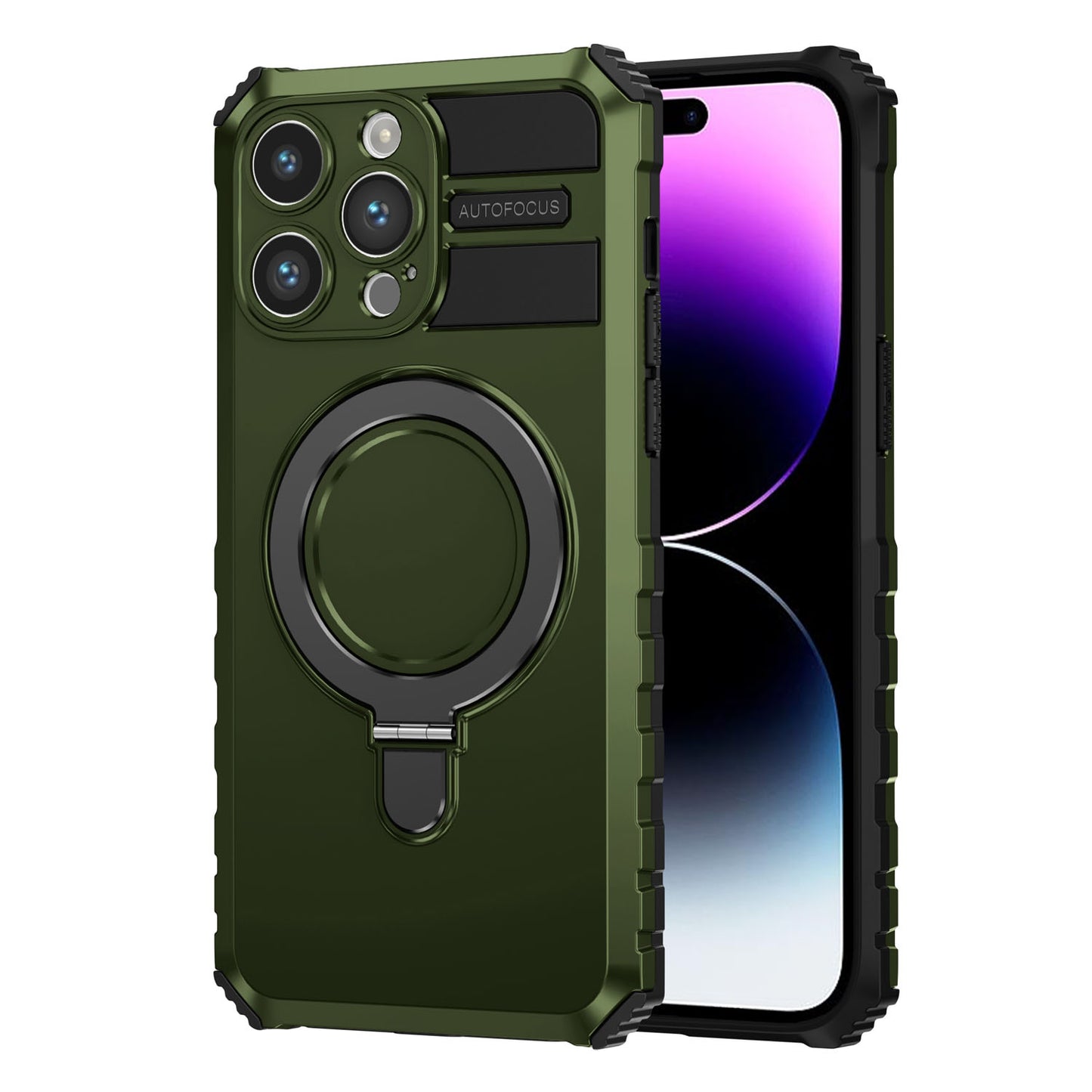 For iPhone 16 15 Pro Max Case with Magnetic Invisible Kickstand, Compatible with MagSafe, Four Corners Shockproof Phone Cover - Zhidcx Series