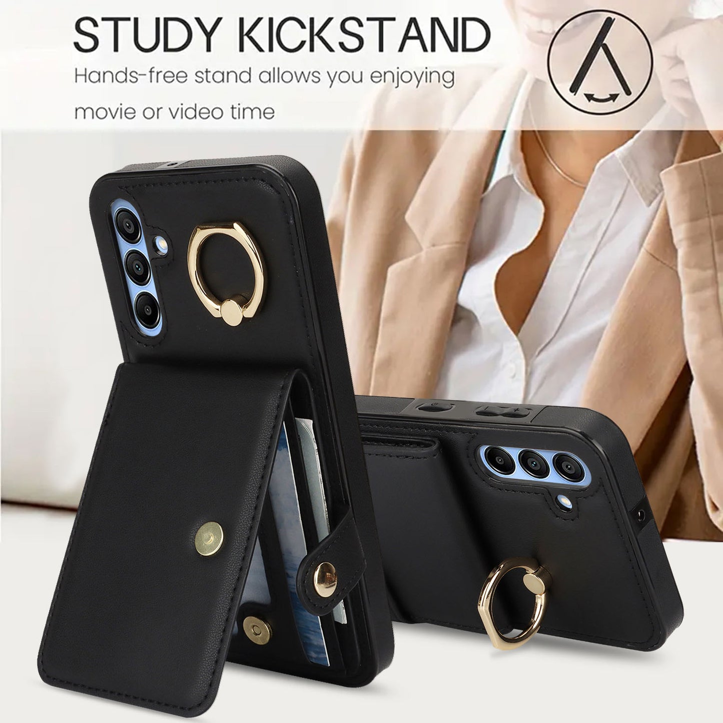 For Galaxy A56 A55 5G Wallet Case with Card Holder, Leather Protective Cover with Kickstand - Zhihqbk Series