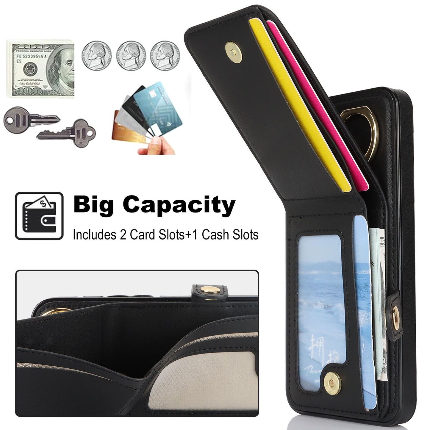 For Galaxy A56 A55 5G Wallet Case with Card Holder, Leather Protective Cover with Kickstand - Zhihqbk Series