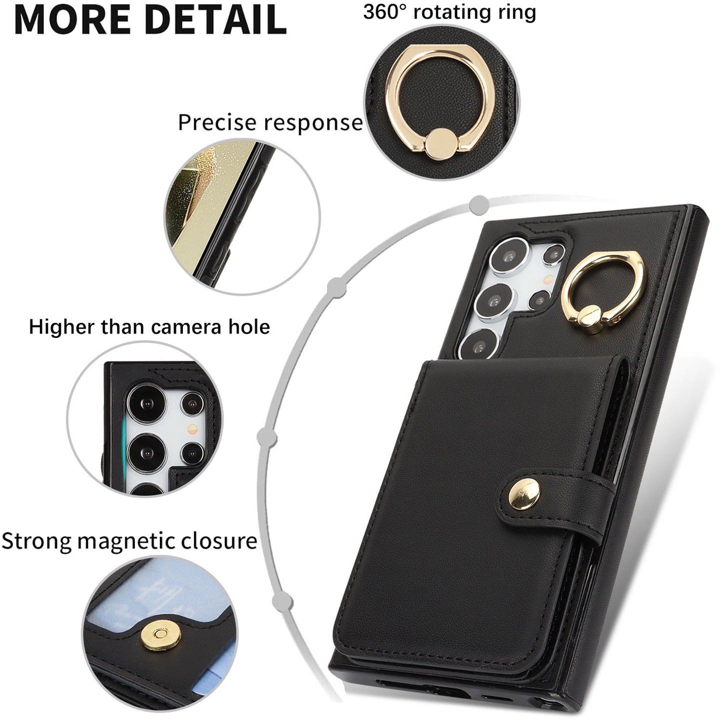 For Galaxy S25 Edge S24 Wallet Case with Card Holder, Leather Protective Cover with Kickstand - Zhihqbk Series