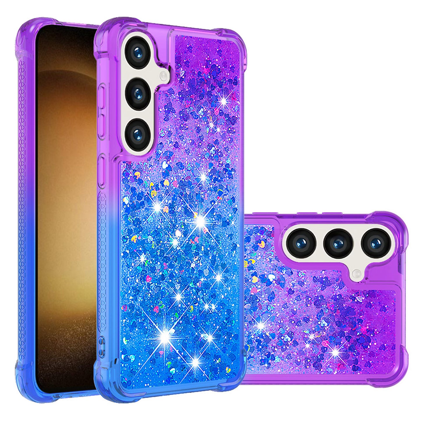 Samsung Galaxy S24 FE Gradient Quicksand Series Bling Liquid TPU Case, Purple&Blue