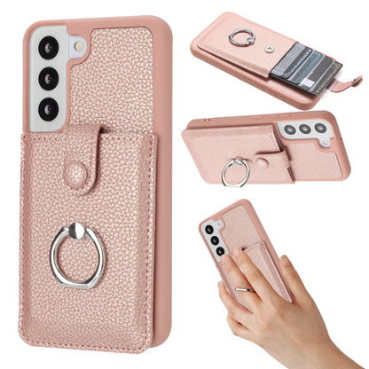 for Samsung Galaxy S22 Wallet Case with Card Holder, Rose Gold