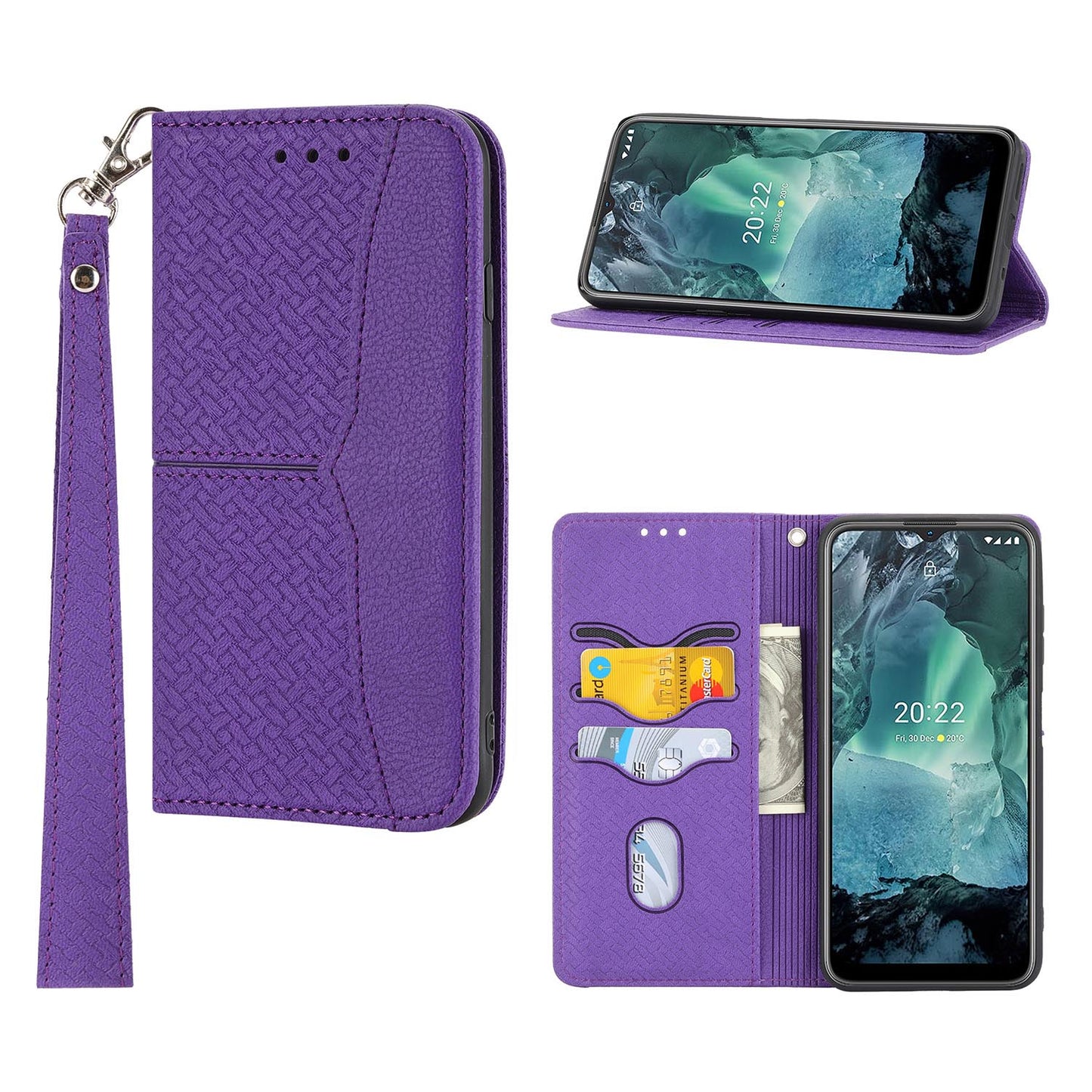 Wallet Case with Wrist Strap Magnetic Closure Flip Case for Sony Xperia 1 VI 2024, Purple