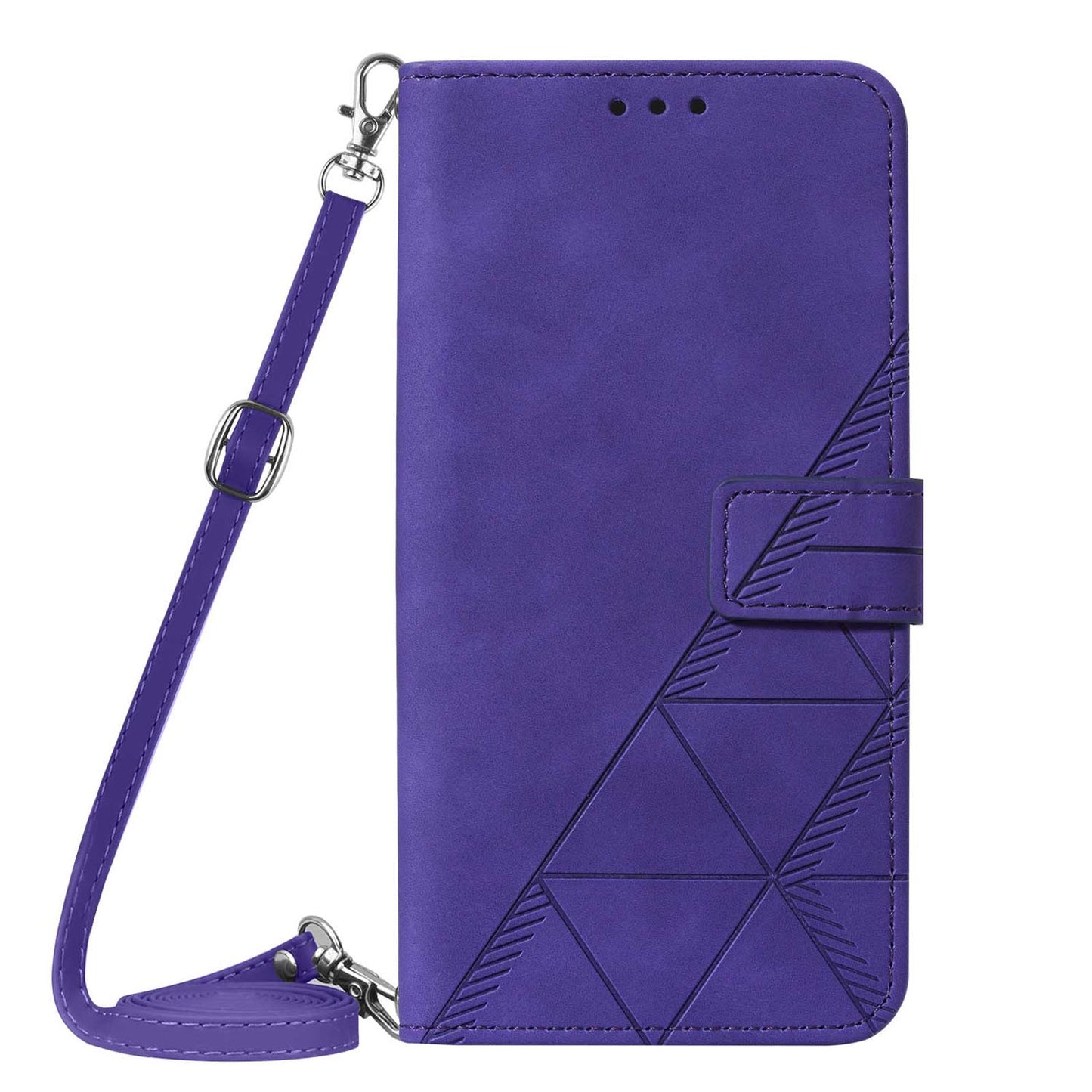 Samsung Galaxy A26 5G Business Flip Phone Case with Adjustable Cross Shoulder Strap, Purple