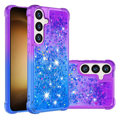 Samsung Galaxy S25 Gradient Quicksand Series Bling Liquid TPU Case, Purple&Blue