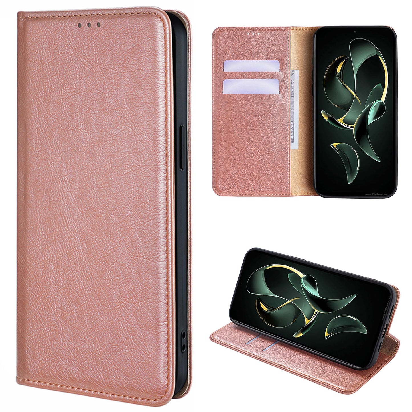 for Motorola Edge 50 Pro Wallet Case with Credit Card Holder, PU Leather Folio Flip Protective Cover, Rose Gold