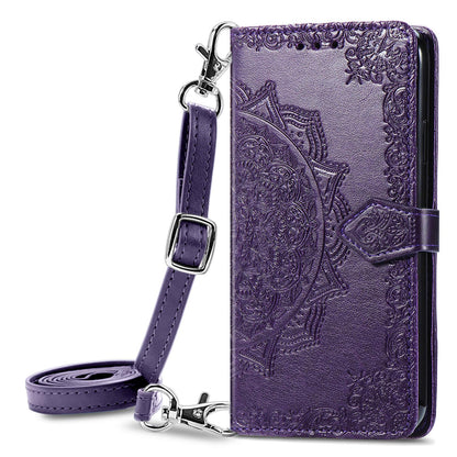 Mandala Pattern Crossbody Wallet Case for iPhone 13 Pro Max, Purple