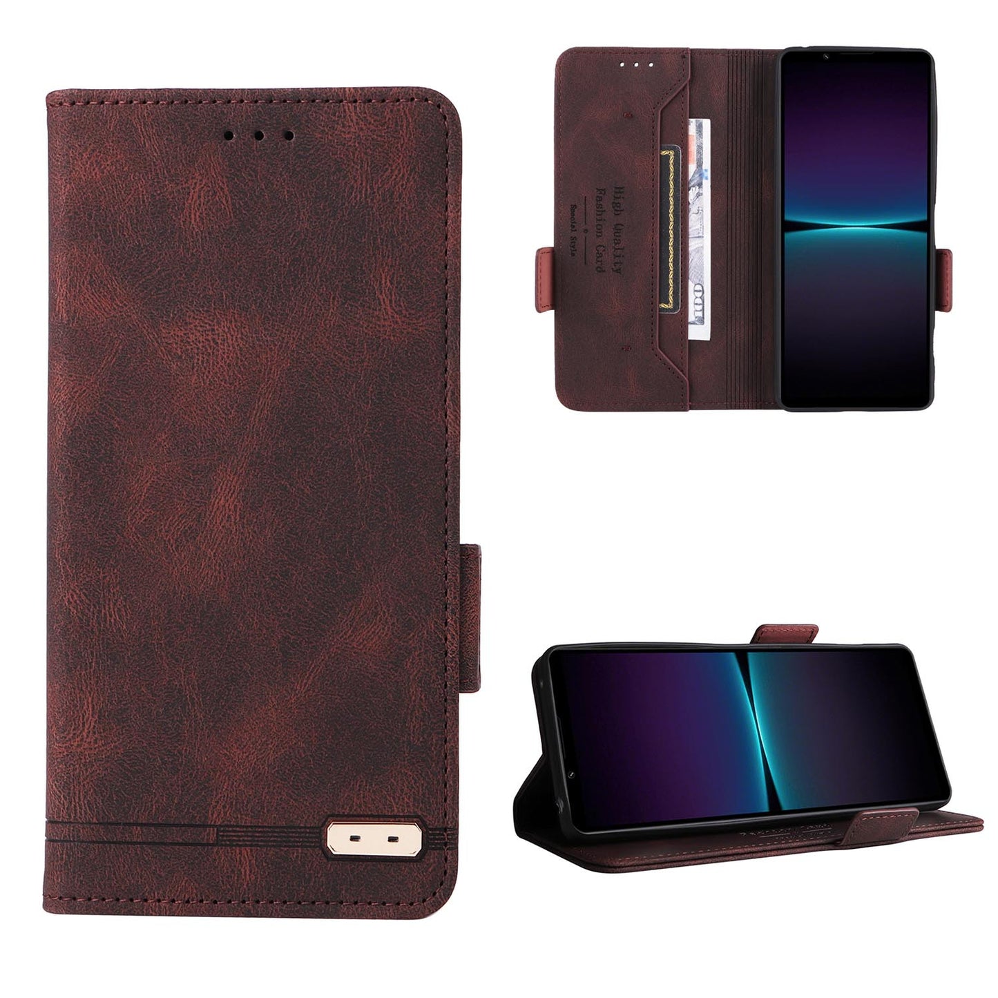 Slim Wallet Folio Flip Case for iPhone 16 Pro Max, Brown